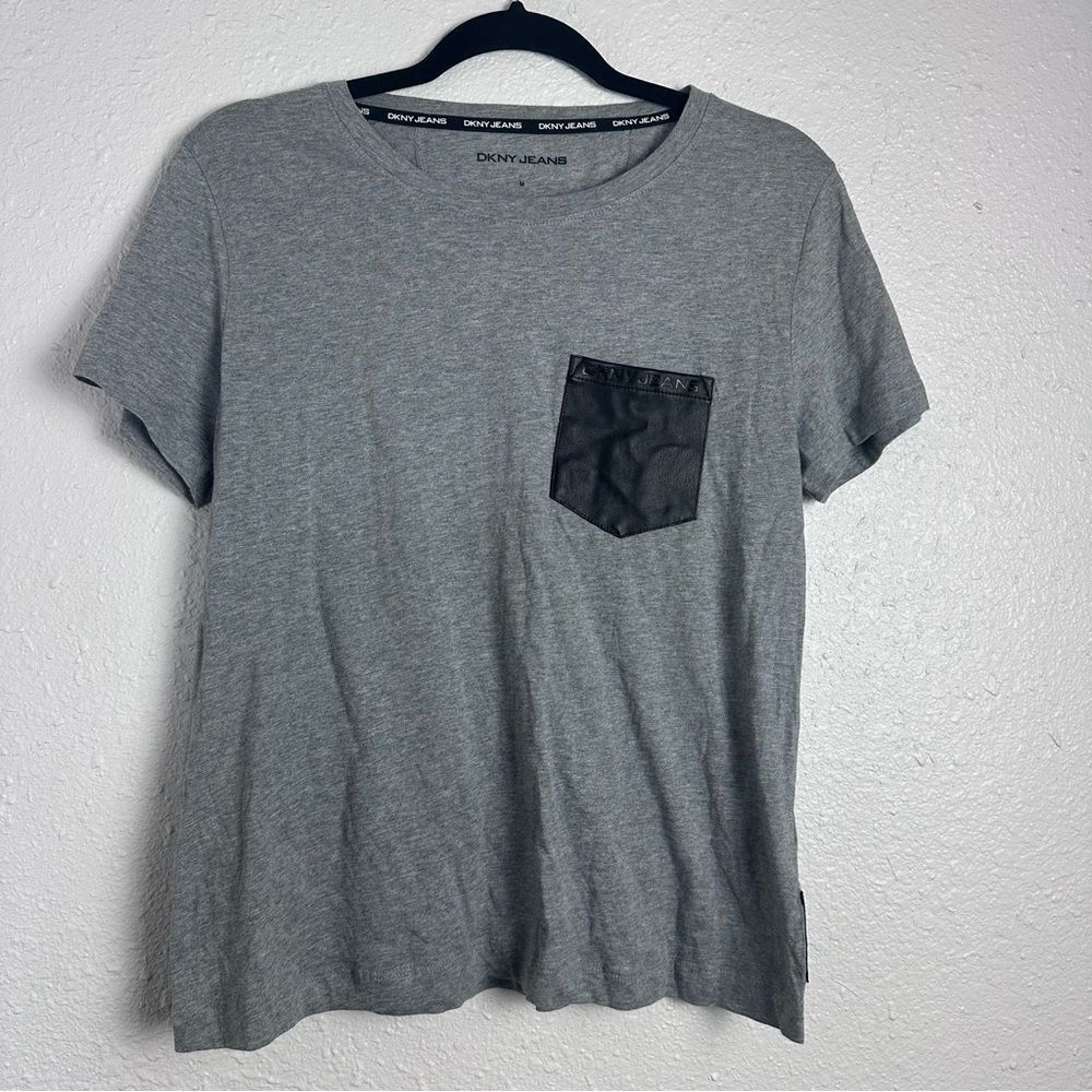 DKNY Faux-Leather Pocket Tee Size Medium‎